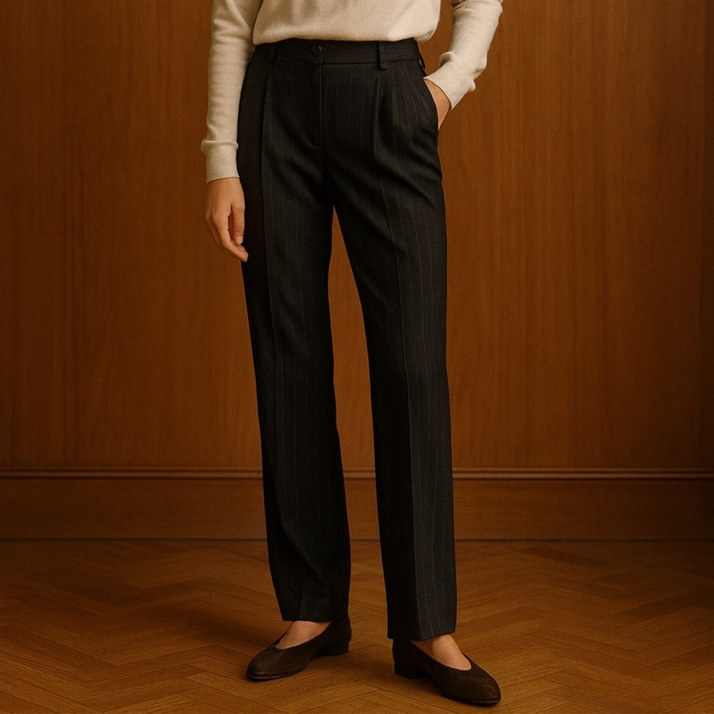 NWT - Love Moschino – Pinstripe Wool Trousers – Charcoal Grey